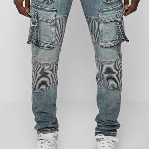 Customize wholsale Ribbed Cargo Jeans