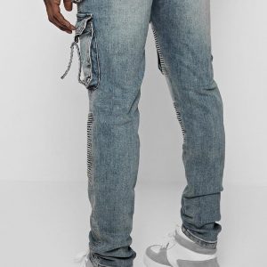 Customize wholsale Ribbed Cargo Jeans